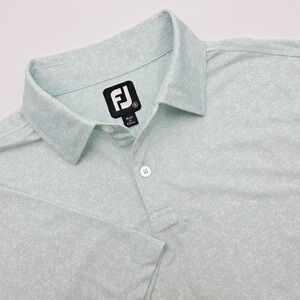 FootJoy Polo Shirt Men's Small Green Geometric FJ Performance Stretch Logo NRF